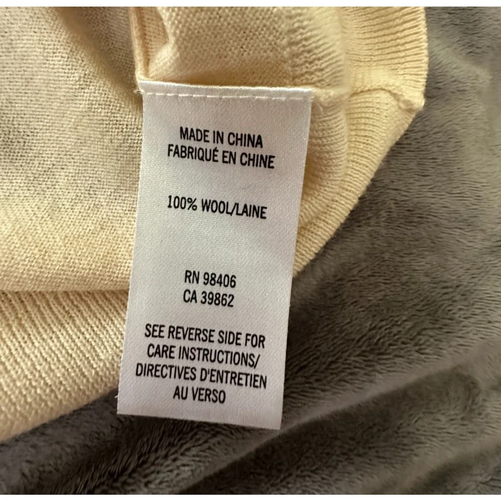 THEORY Womens Sweater Medium Beige Cream Wool Preen Tollie Long Sleeve Pocket - Picture 7 of 9